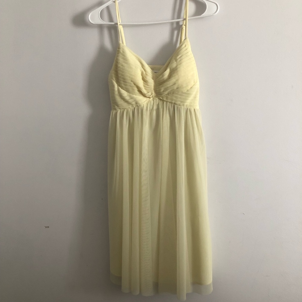 Calvin Klein Pale Yellow Chiffon Spaghetti Strap Dress
